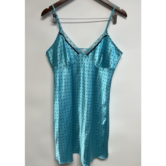 Liz Claiborne Dresses & Skirts - Romantic Mini Babydoll‎ Slip Dress Womens Large Embroidered Lace Polka Dot Fairy